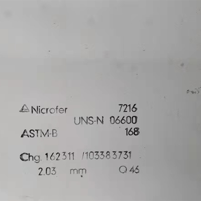 Hợp kim ASTM B166 Nickel Inconel 600 Tấm / Hastelloy 600 Tấm