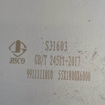 55mm dày thép không gỉ 316L tấm 2000 * 6000mm Din1.4404 s31603 12mm thk SS tấm lớp 316