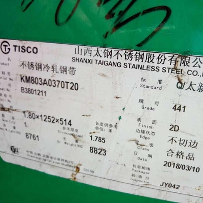 Thép không gỉ 441 cuộn AISI 441 cuộn thép không gỉ 1.4509 dải thép không gỉ 2D hoàn thiện cho ống xả