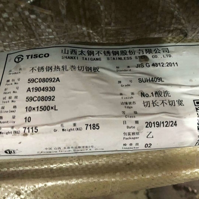 SUH409L UNS S40910 Bảng thép không gỉ lăn nóng 1D Xét 3.5mm 409L