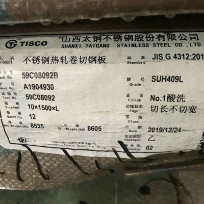 SUH409L UNS S40910 Bảng thép không gỉ lăn nóng 1D Xét 3.5mm 409L
