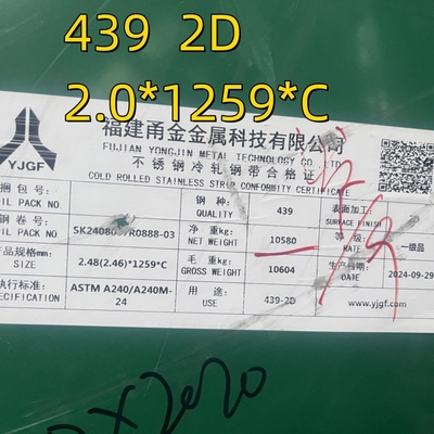 ASTM A240/A240M INOX 439 kim loại lạnh cán tấm thép không gỉ SUS439 1.4510 2.5 * 1219mm