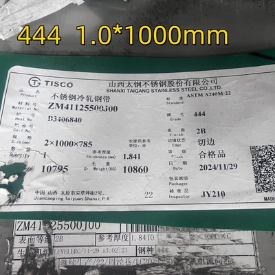 SUS444 2B S44400 EN1.4376 AISI 444 Bảng thép không gỉ 1.0* 1000mm 1219mm