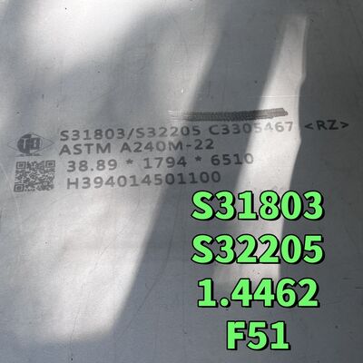 ASTM A182 F51 Bảng thép không gỉ 38*1220*2440mm S31803 1.4462 Bảng thép kép